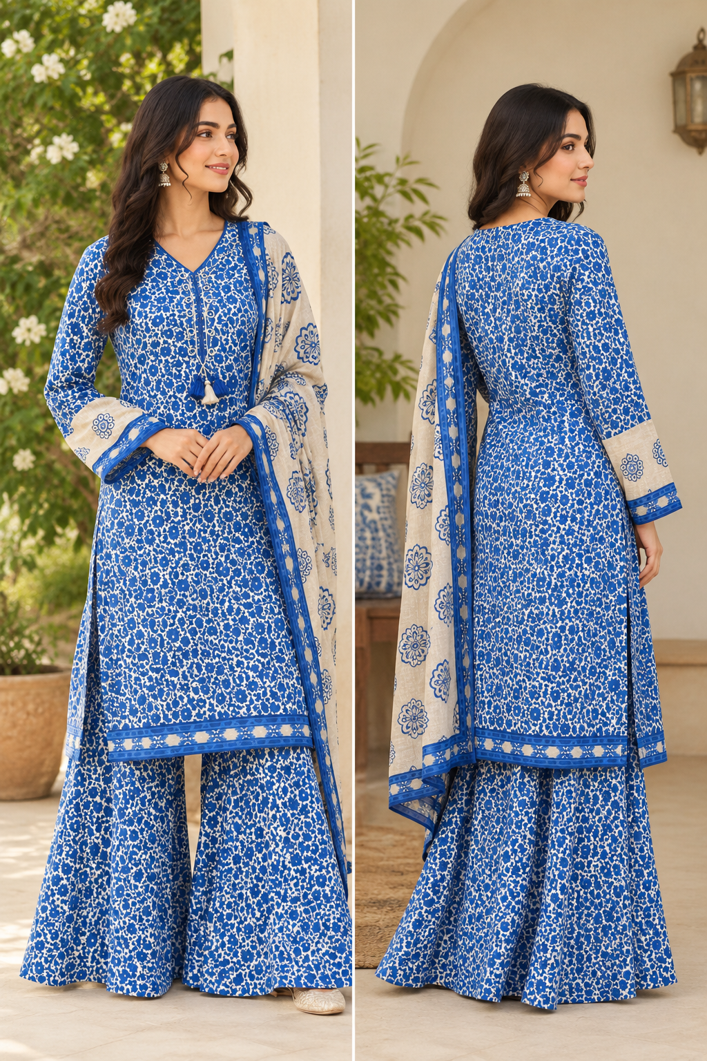 Blue Heritage Printed Suit