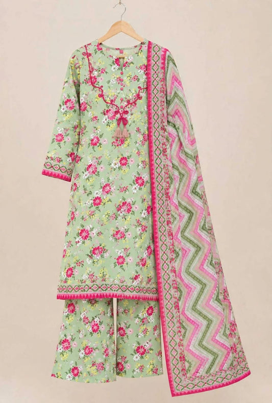 Pink & Green Floral Printed suit