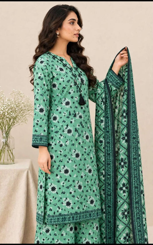 Mint Bloom Printed 3-Piece Suit