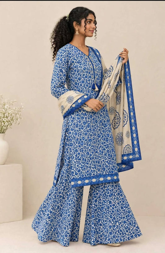Blue Heritage Printed Suit