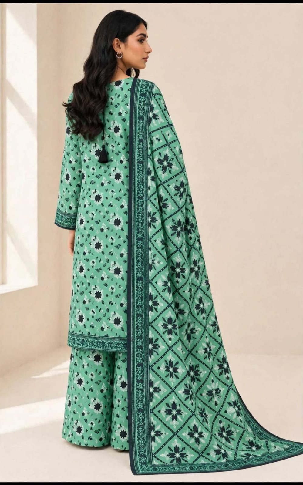 Mint Bloom Printed 3-Piece Suit